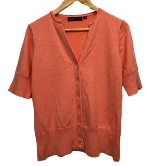 KERSH short sleeve cotton blend Pink cardigan size XL - Picture 1 of 10